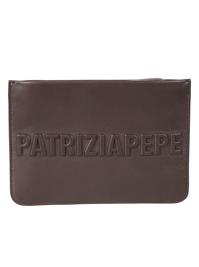 Patrizia Pepe Deep Brown Lambskin Rectangular Clutch