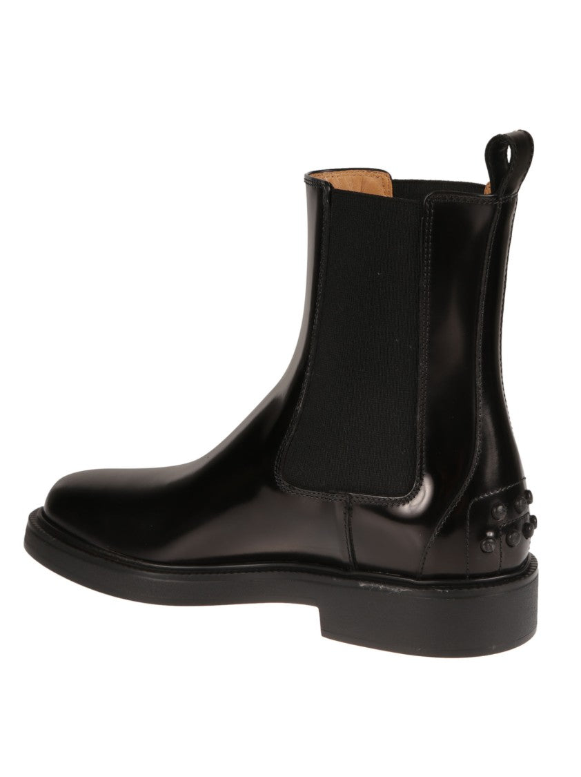 Tod's Polished Calf Leather Ankle Boots