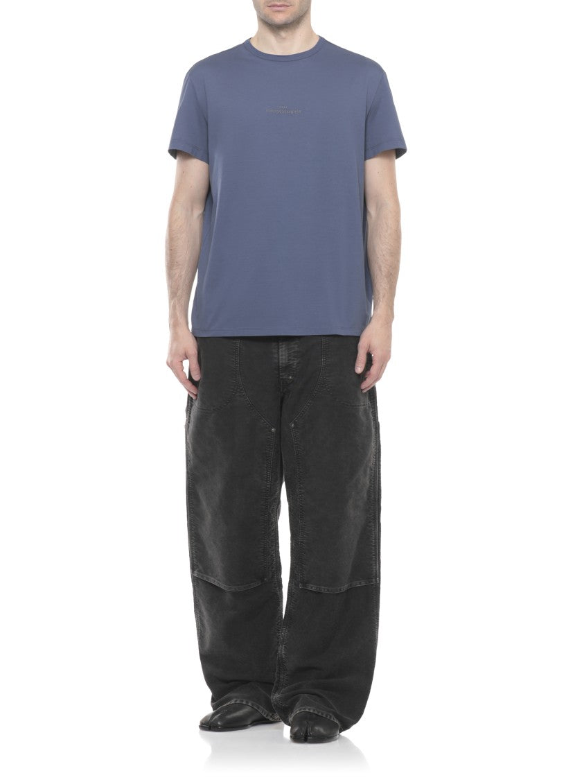 Maison Margiela Blue Logoed Cotton T-Shirt