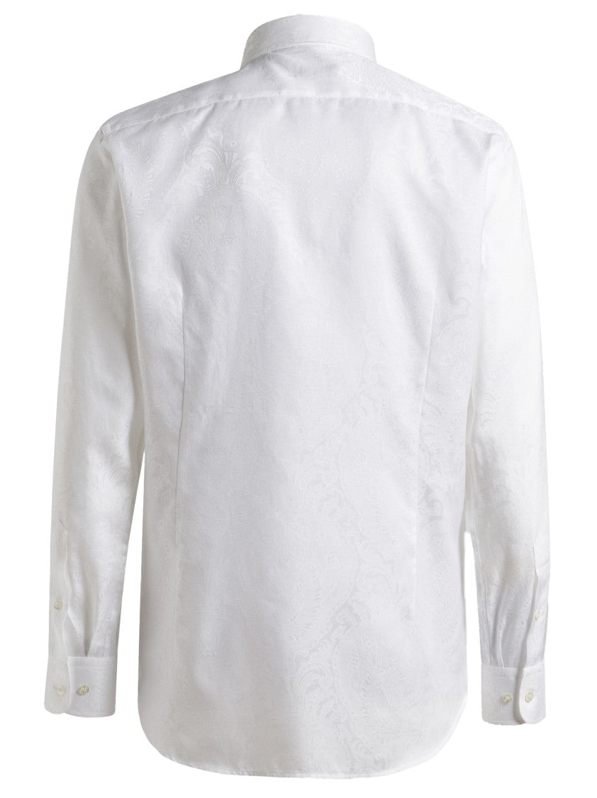 Etro Jacquard Paisley White Cotton Shirt