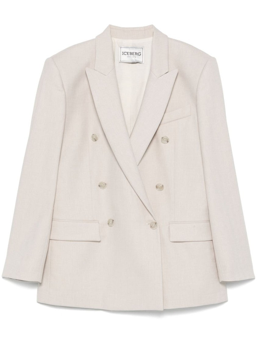 Iceberg Light Beige Linen Trousers With Chest Pocket