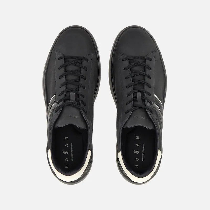 Hogan Black Calfskin Low-Top Sneakers