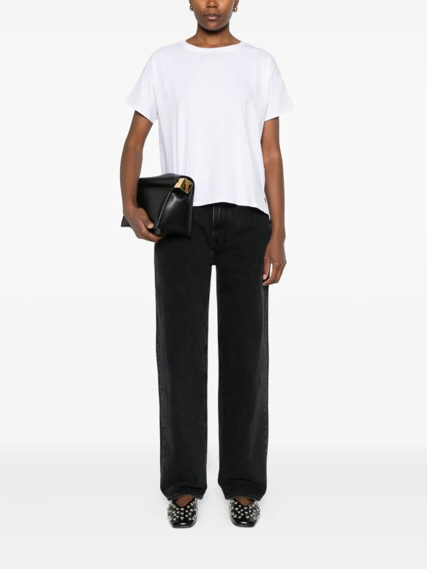 Loulou Studio Washed Grey Jeans With Five-Pocket Styling And Raw Hem