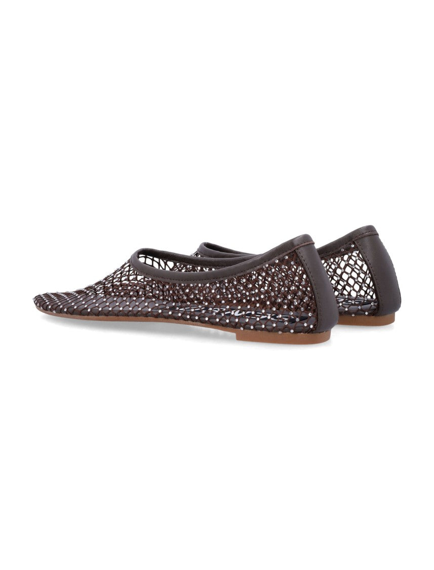 Senso Mesh Design Ballet Flats With Crystal Embellishments