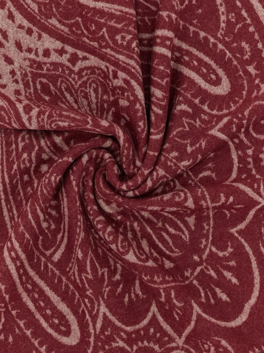 Etro Paisley Pattern Cashmere Blend Plaid With Fringed Edges