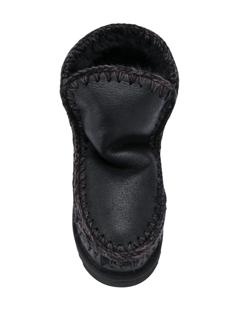 Mou Black Eskimo 18 Sheepskin Rhinestone Slip-On Shoes