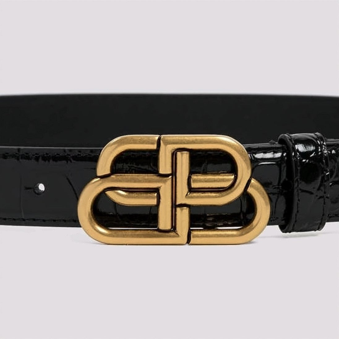 Balenciaga Sleek Black Calf Leather Belt With Gold-Tone Double-B Buckle