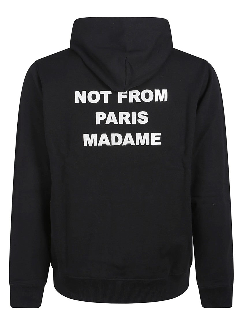 Drôle De Monsieur Black Bold Slogan Cotton Kangaroo Pocket Hoodie