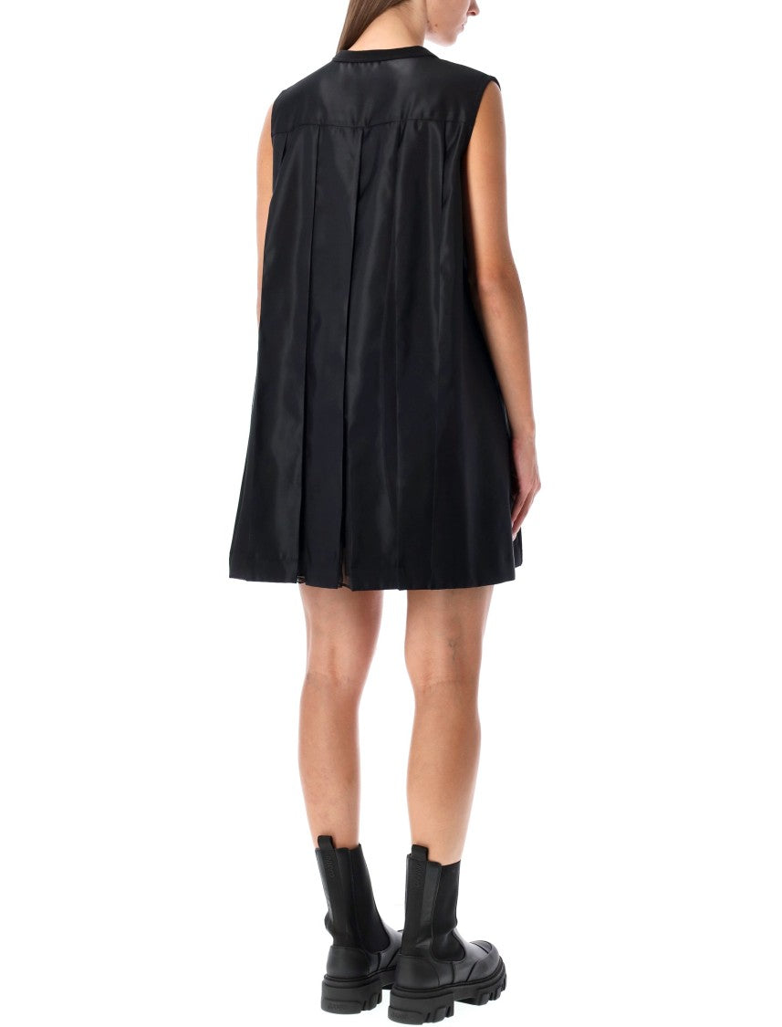Sacai Short Dress With Contrasting Pleated Back