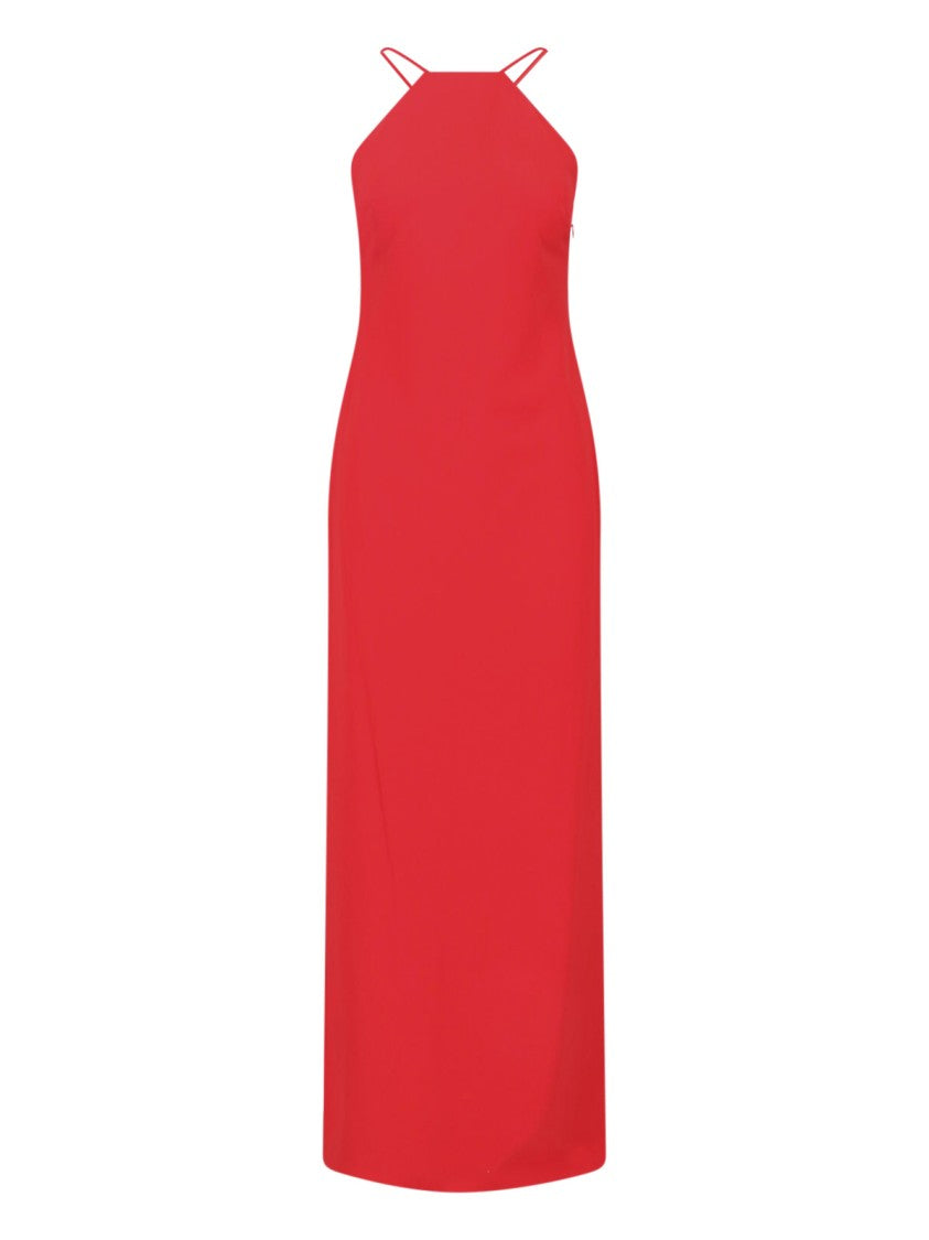 Polo Ralph Lauren Red Maxi Halter Crêpe Dress