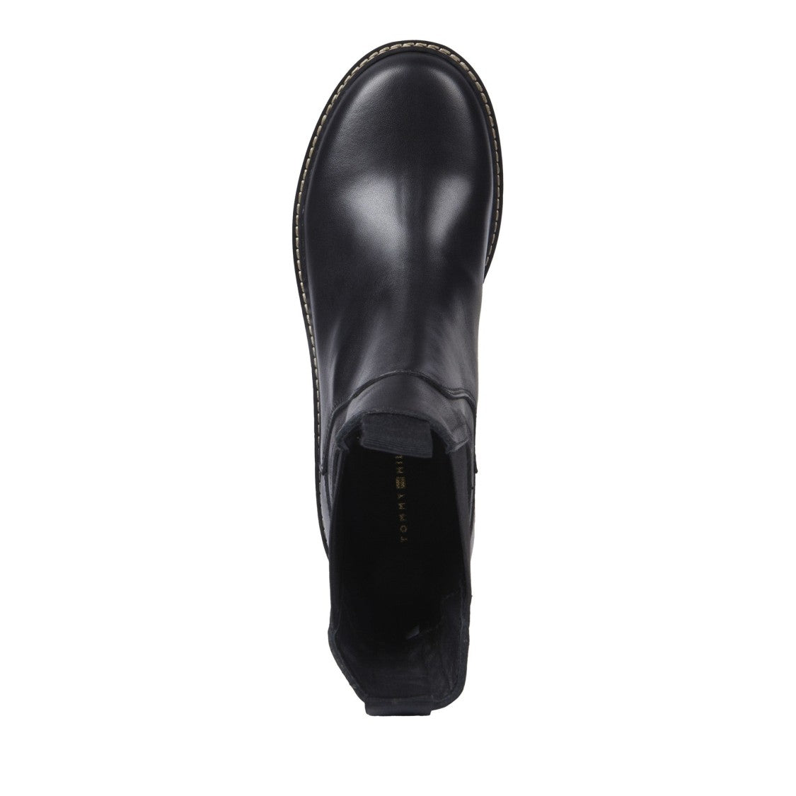 Tommy Hilfiger Black Sleek Chunky Lug Sole Leather Chelsea Boots