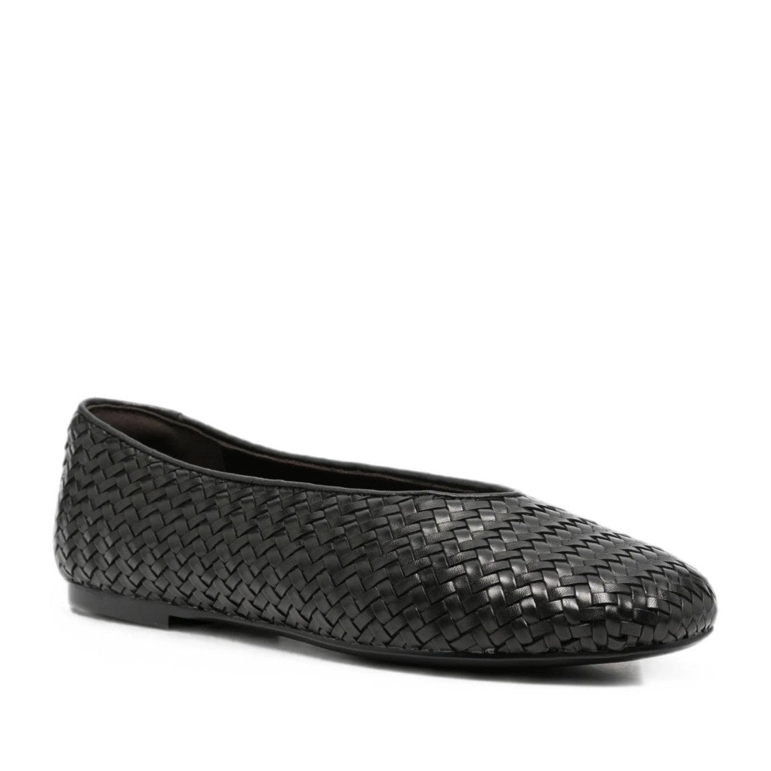 Adrianna Feretti Black Woven Minimalist Leather Flats