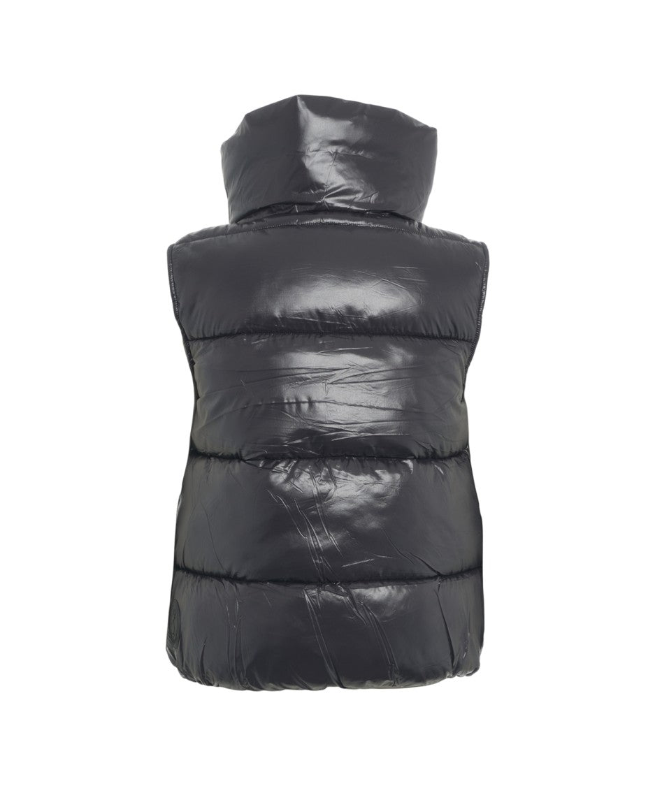 Save The Duck Plumtech-Filled Black Puffer Gilet With High Collar