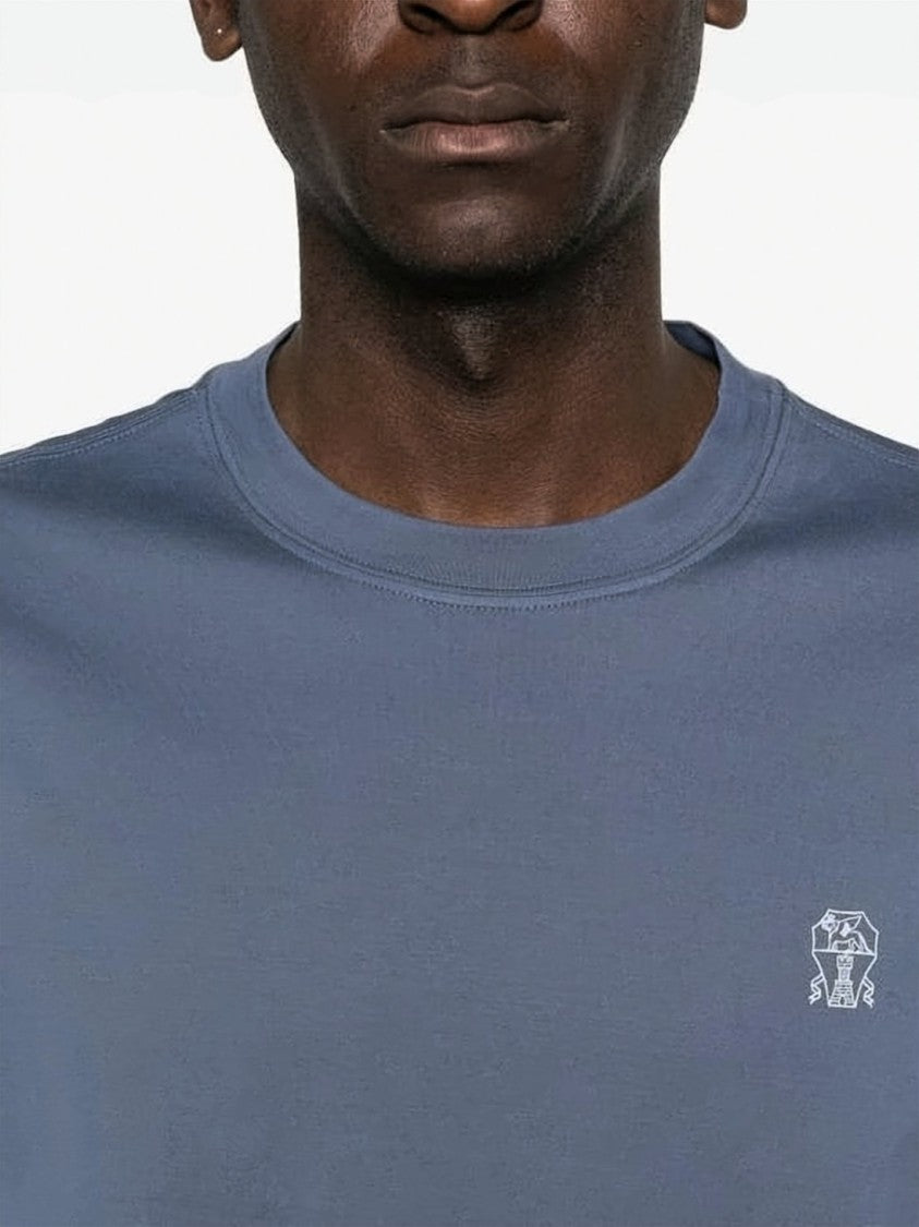 Brunello Cucinelli Cotton Jersey Crew Neck T-Shirt With Embroidered Logo