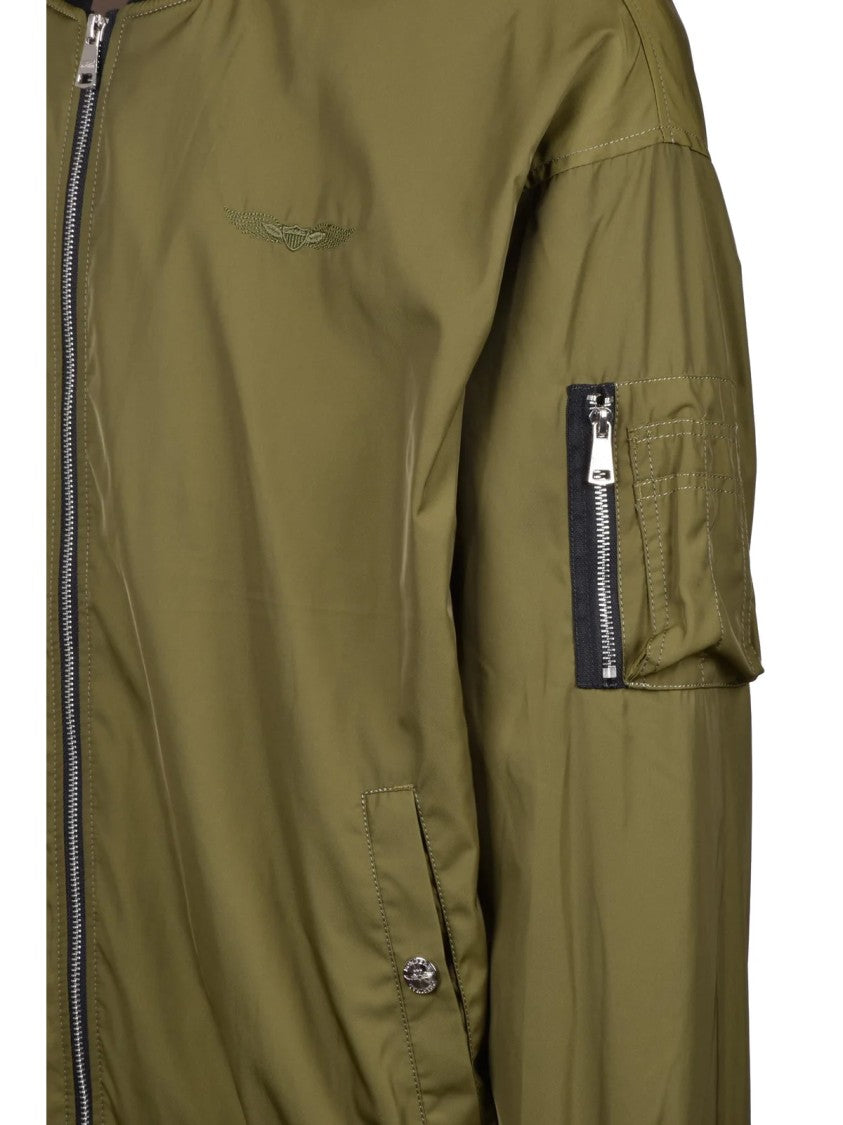 Original Bombers Oversized Green Bomber Jacket With Contrasting Detailing