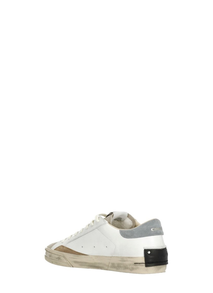 Crime London White Distressed Lo Suede Sneakers