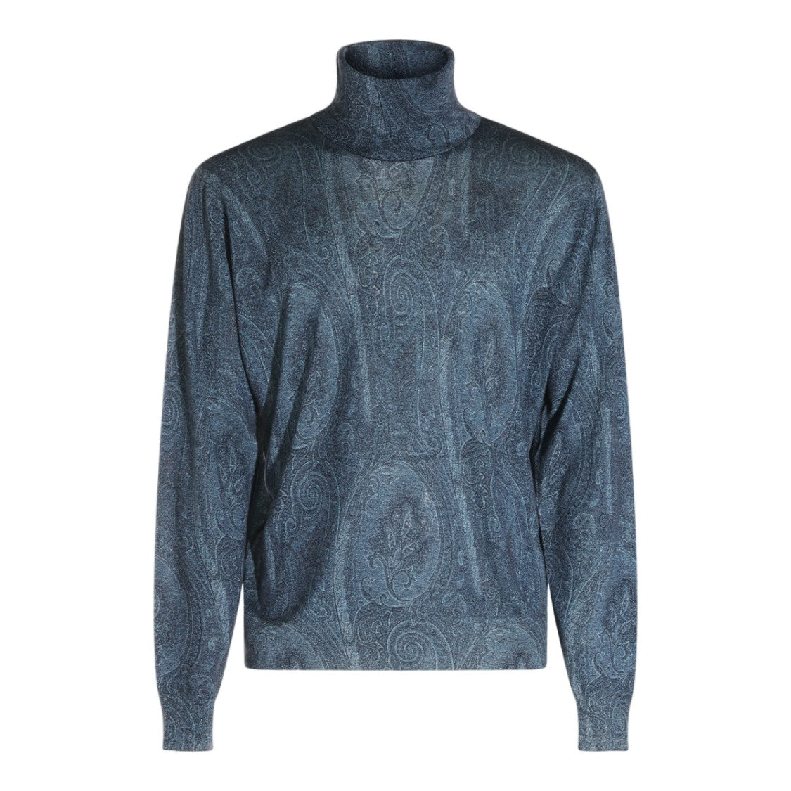 Etro Paisley Pattern Turtleneck Sweater With Ribbed Cuffs
