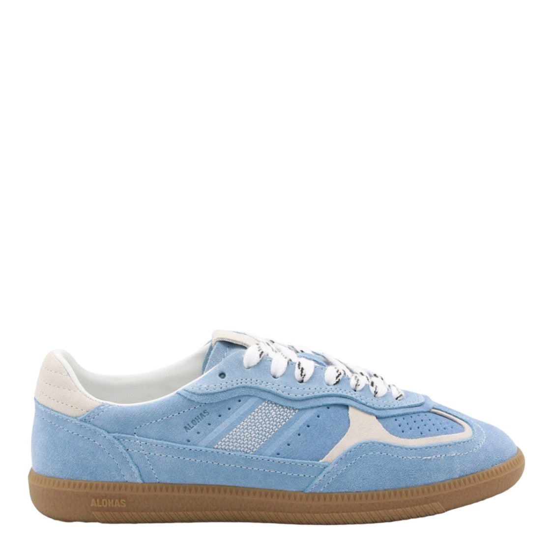 Alohas Pastel Blue Suede Sneakers With Cream Accents