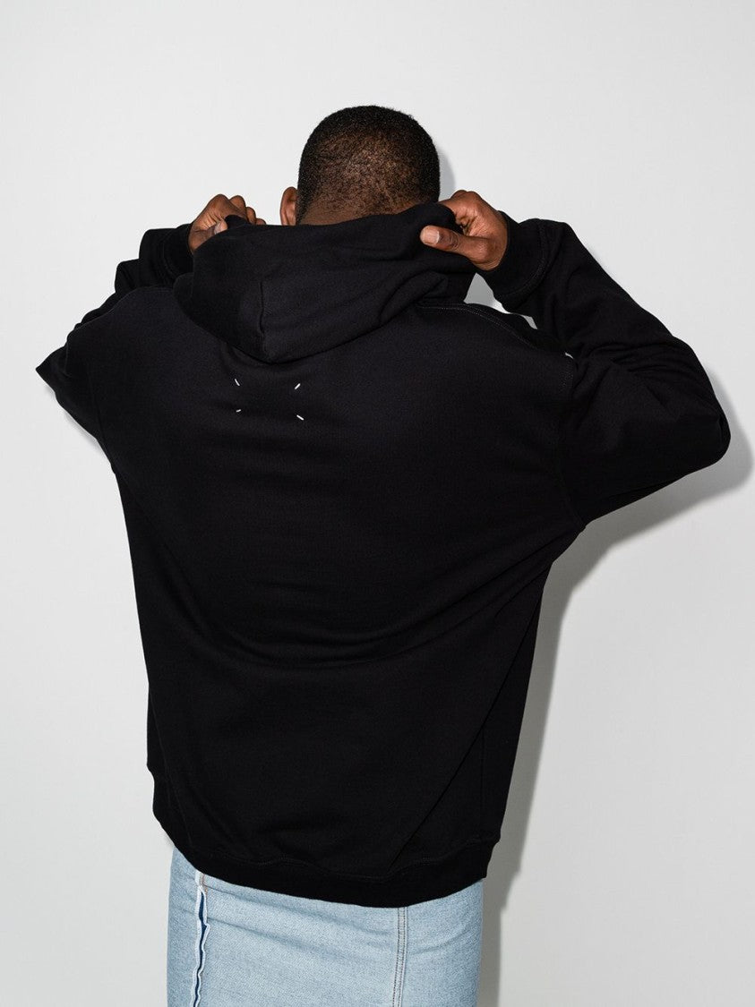 Maison Margiela Minimalist Black Hoodie With Upside-Down Logo