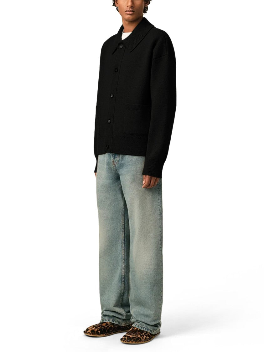 Ami Paris Shirt Collar Boxy Cardiga