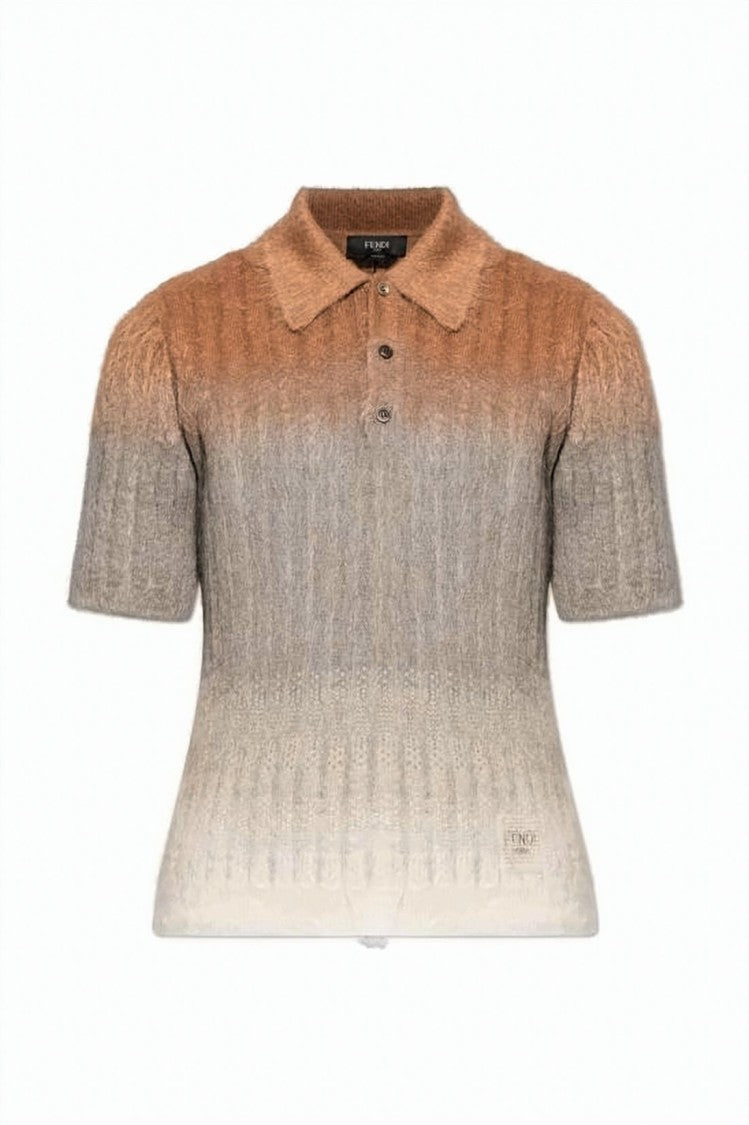 Fendi Gradient Cable Knit Polo Shirt