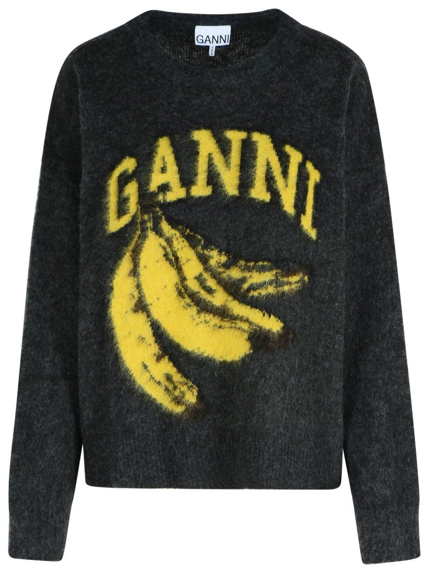 Ganni Grey Virgin Wool Blend Sweater
