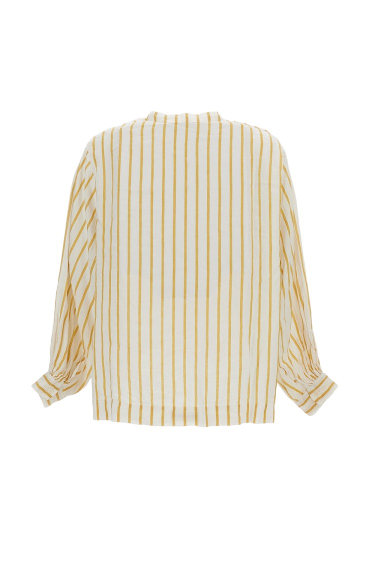 Casey & Casey Beige Striped Linen-Blend Shirt