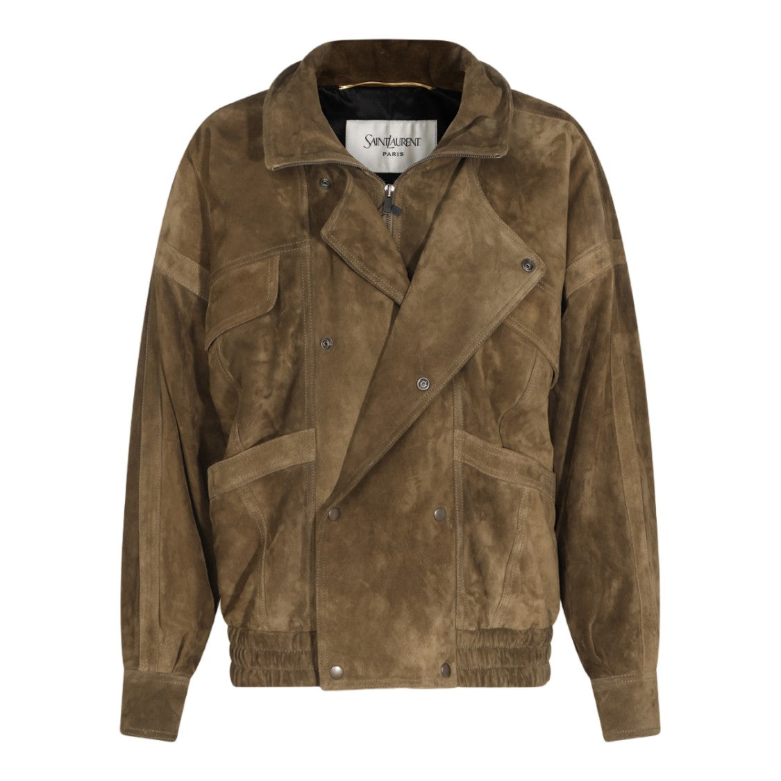 Saint Laurent Suede Zip Snap-Button Jacket