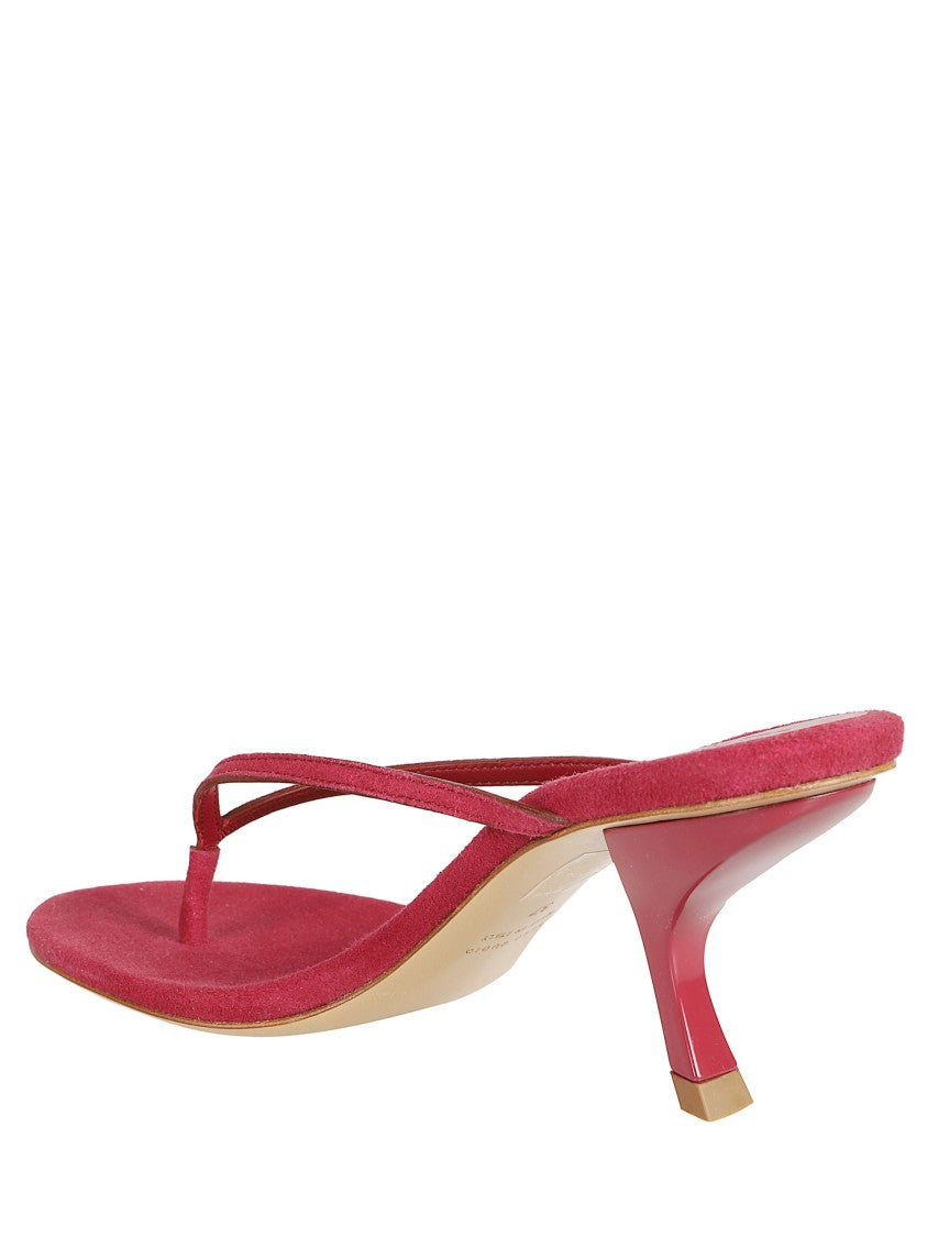 Gia Borghini Red Curved Heel Suede Mules