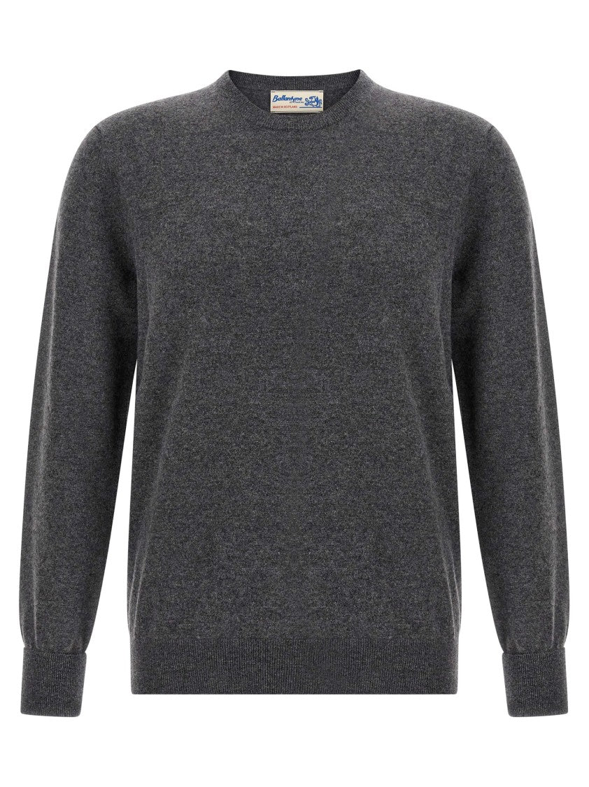 Ballantyne Ribbed Hem Cashmere Sweater With Long Cuffed Sleeves
