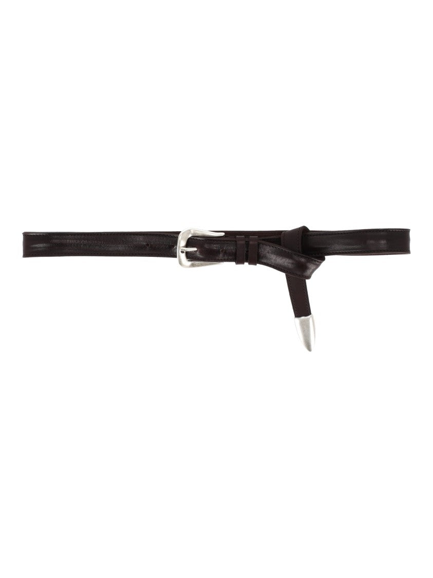 Claudio Orciani Sveva Punta Lunga Bull Soft Slim Calf Leather Belt
