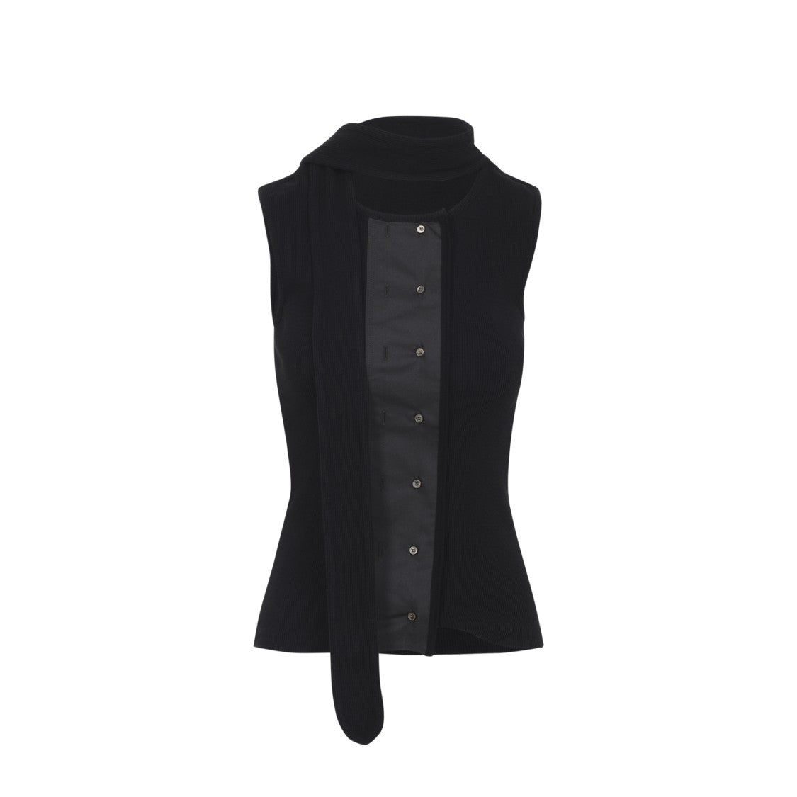 Lemaire Black Cotton Asymmetrical Fitted Top