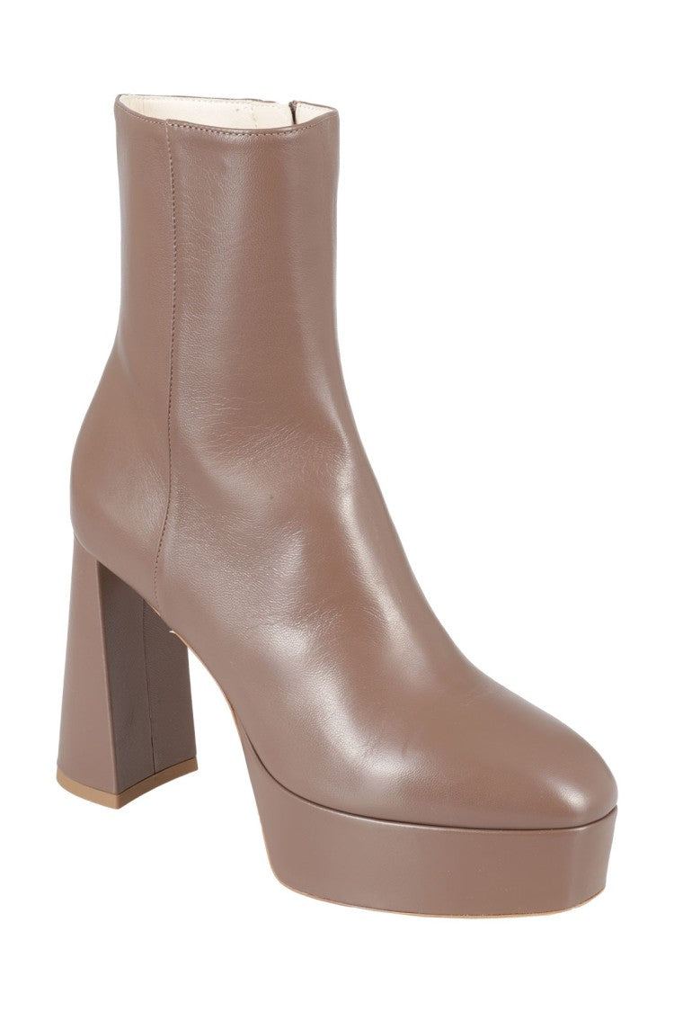 Bettina Vermillon Rounded Toe Ankle Boots