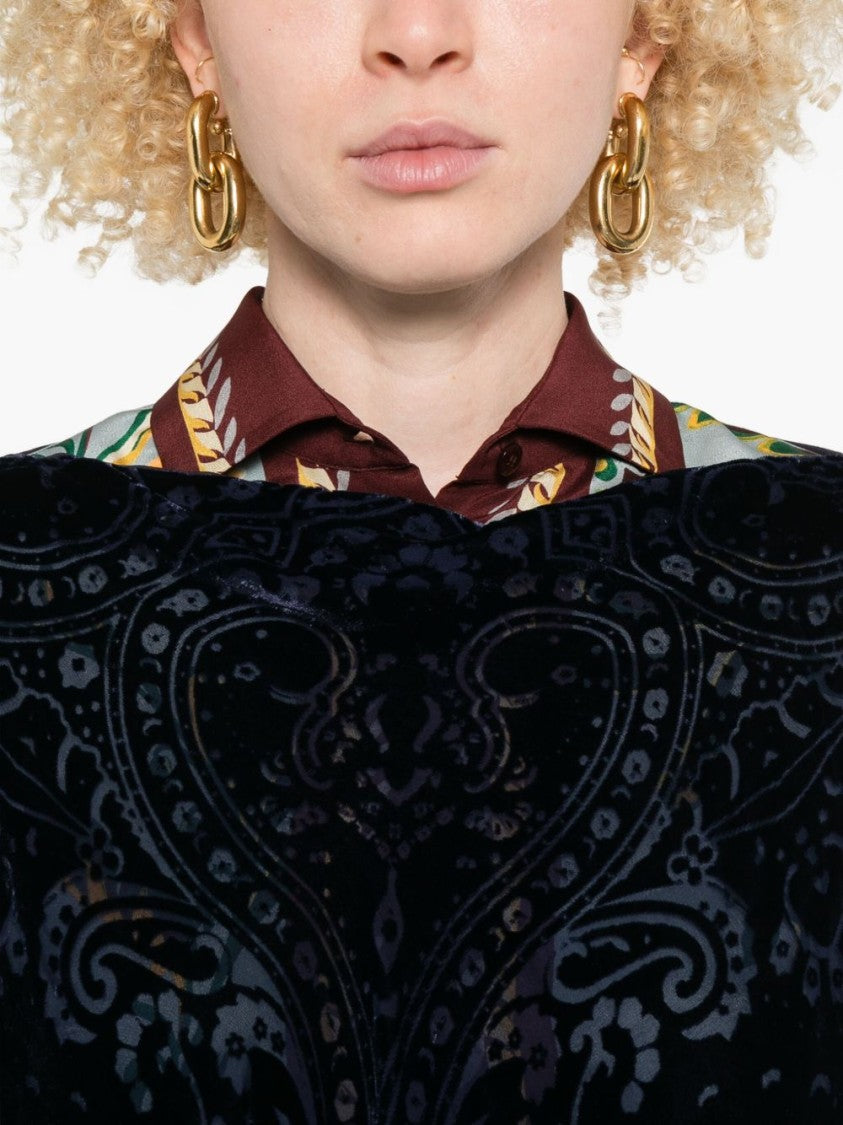 Etro Asymmetrical Hem Silk-Viscose Poncho