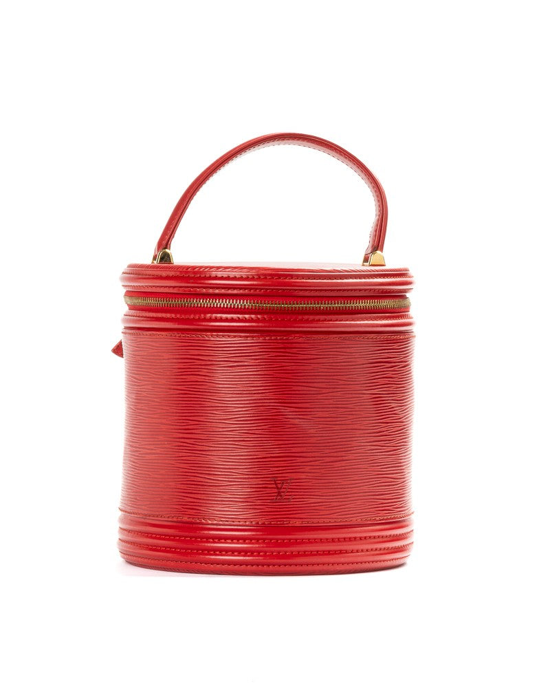 Louis Vuitton Structured Cylindrical Cannes Vanity Bag In Epi Rosso Leather