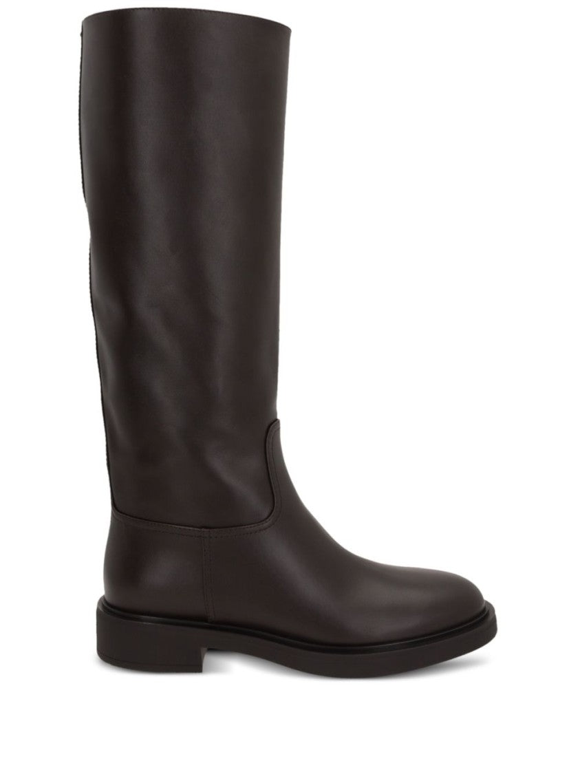 Gianvito Rossi Black Tall Calf Leather Rounded Toe Boots