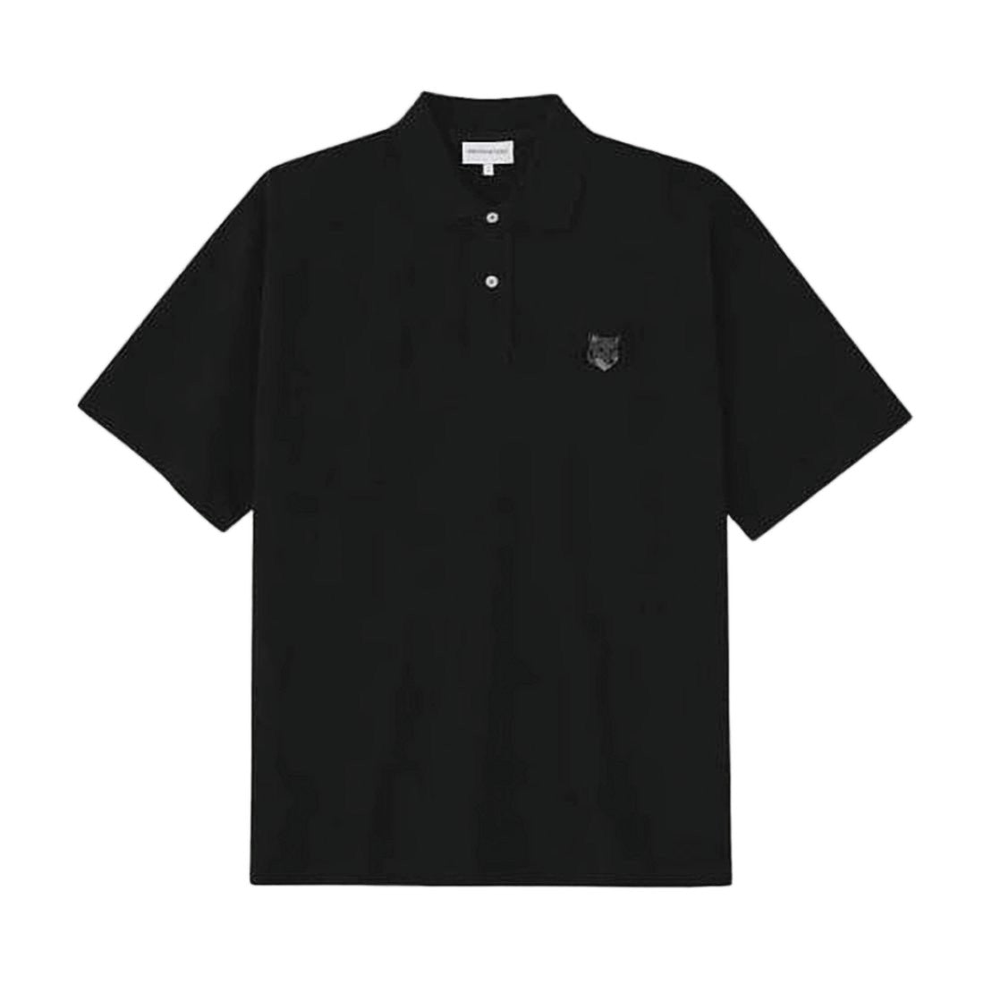 Maison Kitsuné Minimalist Black Polo Shirt With Embroidered Emblem