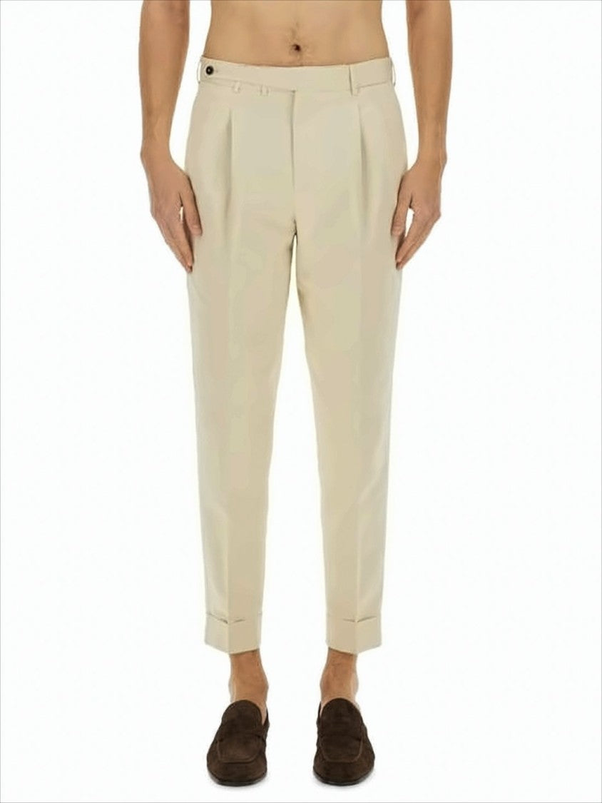 Pt Torino Tailored Fit Straight Pants With Pleated Front