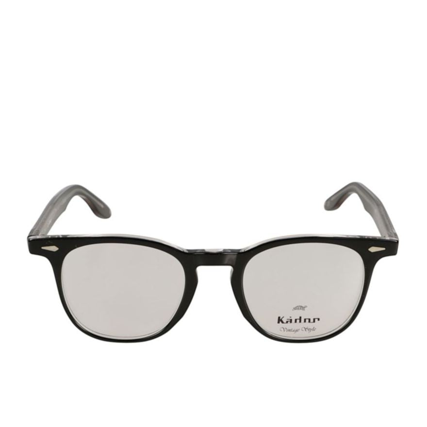Kador Klark Classic Round Frame Eyeglasses With Translucent Gray Temples