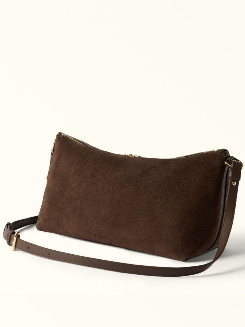 Furla Dark Brown Debby Mini Suede Bag