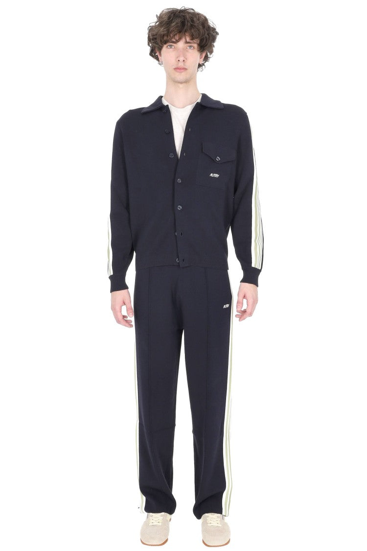 Autry Blue Viscose-Nylon Band Details Overshirt