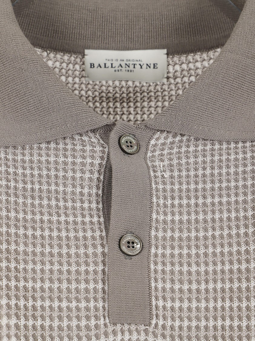Ballantyne Textured Knit Polo With Contrasting Trim And Two-Button Closure