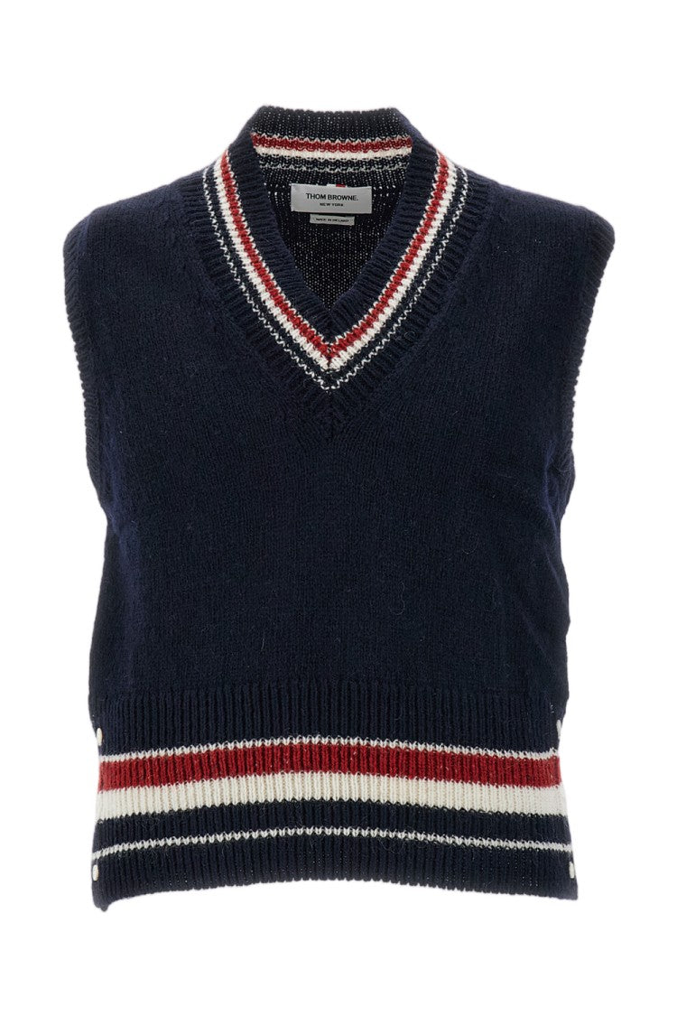 Thom Browne Blue Hector Intarsia Wool Mohair Vest