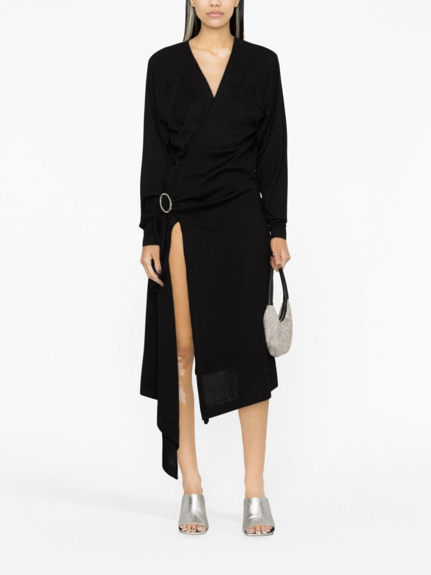 The Attico Front-Slit Long-Sleeved Wrap Dress