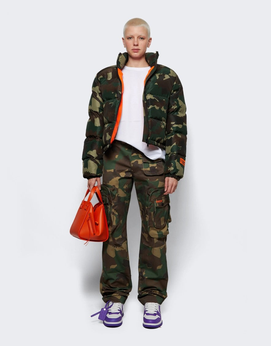 Heron Preston Camo Green Cropped Nylon Puffer Jacket