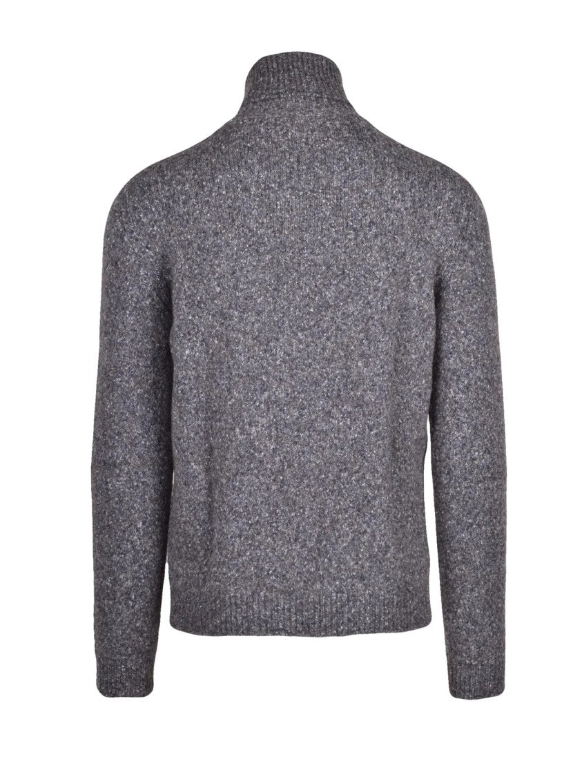 Roberto Collina Grey Cotton-Blend High-Neck Sweater