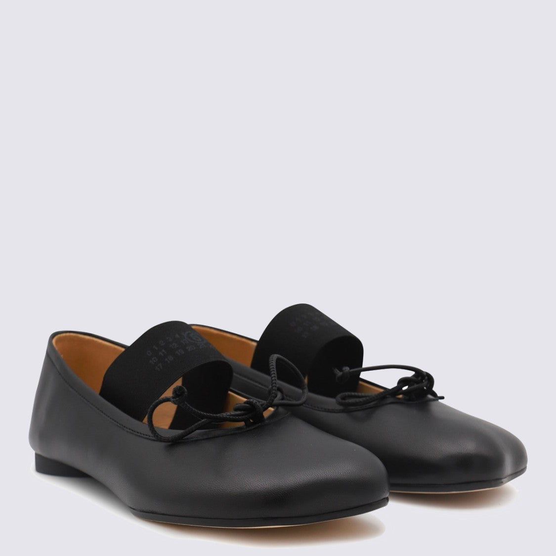Mm6 By Maison Margiela Black Leather Ribbon Flats