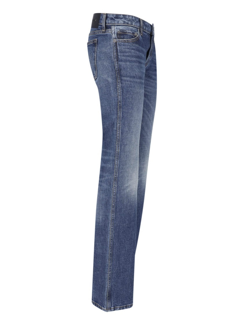 Khaite Bootcut Jeans With Vintage Wash And Leather Logo Patch