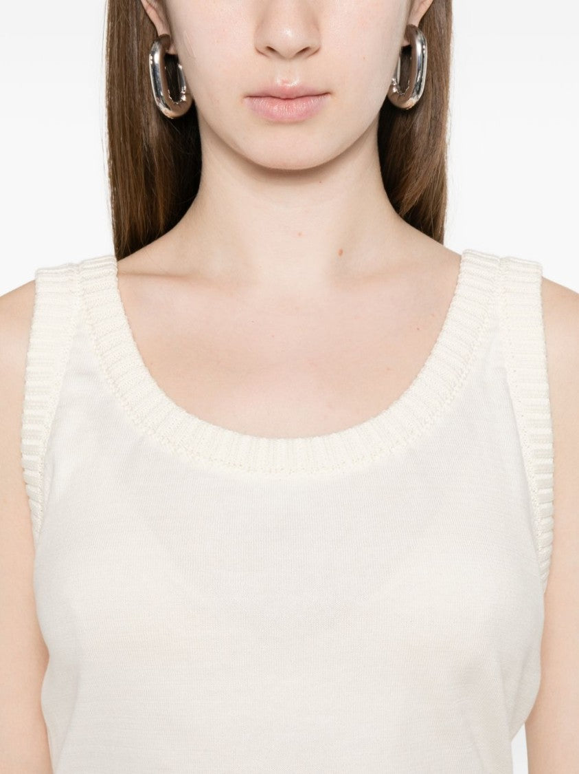 Moschino Off White Side Tie Sleeveless Top