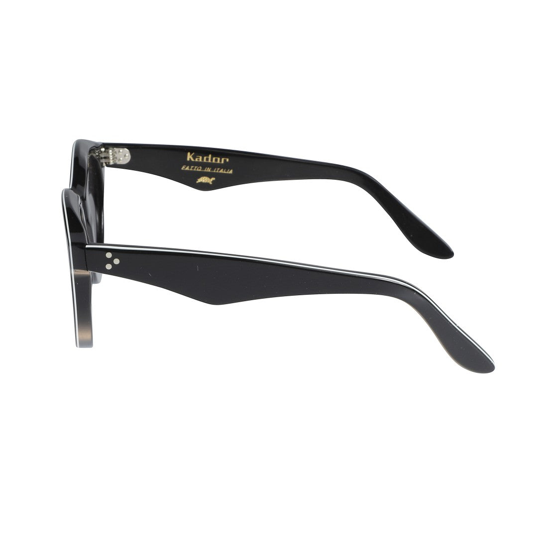 Kador Thick Bold Black Rounded Sunglasses With Rivet Details